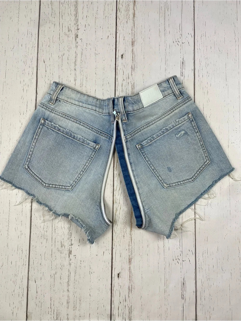 Pistola Denim Winston High Rise Distressed Full Zipper Denim Cut Off Shorts